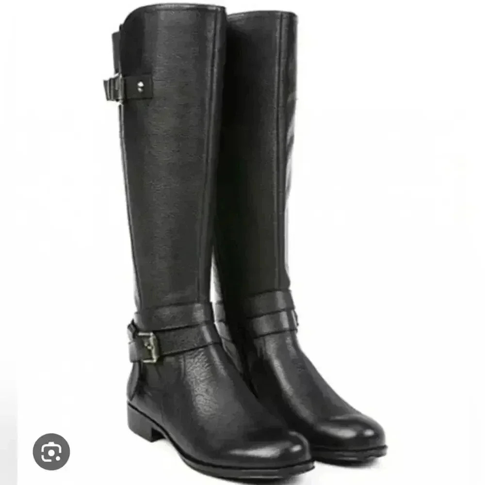 Naturalizer Women Jamie Black Leather Riding Size 9